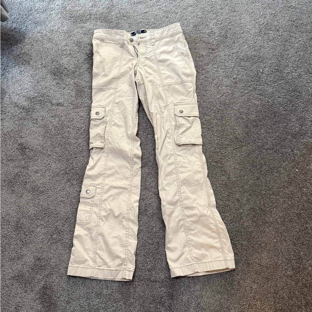 Hollister Cream Boot Cut Cargo Pants
